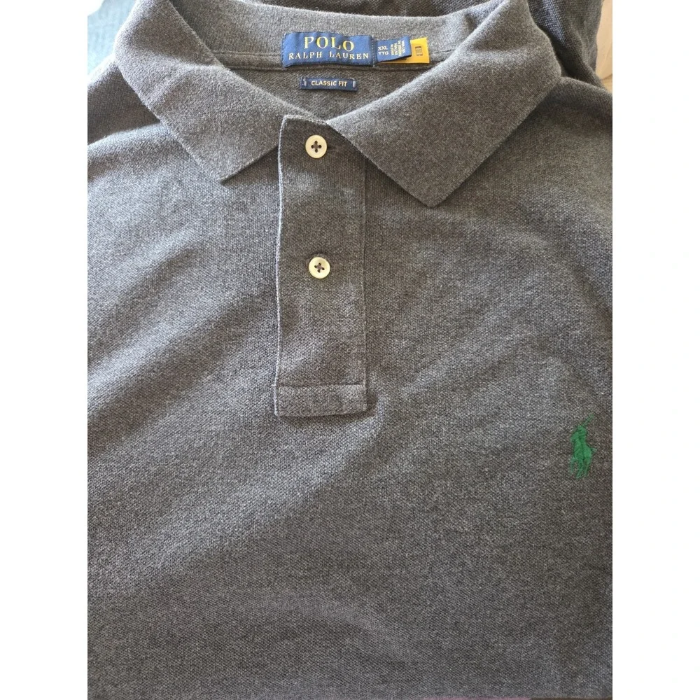 Ralph Lauren Mens Top Long Sleeve Collared 1/4 Button Size 2XL Grey Long